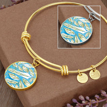 Load image into Gallery viewer, Angelic Feathers Pattern : Round Charm Bracelet, Gold or Silver Plated  - In luxury packaging - Free standard shipping
