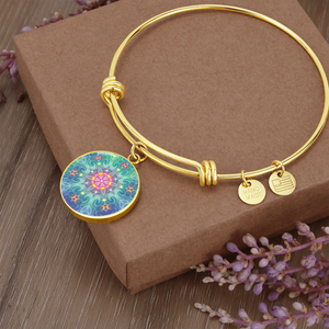 Magic Stardust main pattern: Round Charm Bracelet, Gold or Silver Plated  - In luxury packaging - Free standard shipping