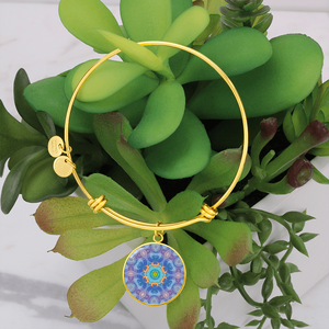 Magic Stardust purple pattern : Round Charm Bracelet, Gold or Silver Plated  - In luxury packaging - Free standard shipping