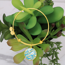 Load image into Gallery viewer, Angelic Feathers Pattern : Round Charm Bracelet, Gold or Silver Plated  - In luxury packaging - Free standard shipping
