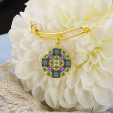 Load image into Gallery viewer, Byzantium Garden : Green pattern, Round Charm Bracelet, Gold or Silver Plated - In luxury packaging - Free standard shipping
