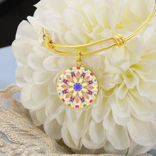 Load image into Gallery viewer, Byzantium Garden : Golden pattern Round Charm Bracelet, Gold or Silver Plated with chain - In luxury packaging - Free standard shipping
