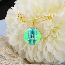 Load image into Gallery viewer, round template - Engraving Window2 Engraving Window : Round Charm Bracelet, Gold or Silver Plated  - In luxury packaging - Free standard shipping
