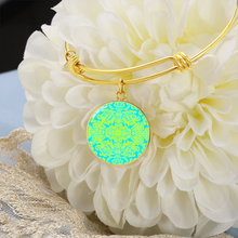 Load image into Gallery viewer, round template - Engraving Window Engraving Window : Round Charm Bracelet, Gold or Silver Plated  - In luxury packaging - Free standard shipping

