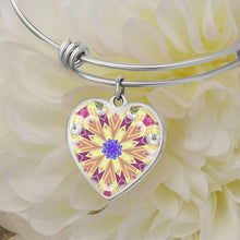 Load image into Gallery viewer, round template-byzantium garden4 Heart charm Bracelet, Gold or Silver Plated  - In luxury packaging - Free standard shipping
