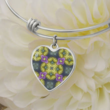 Load image into Gallery viewer, Byzantium Garden : Green pattern - Heart charm Bracelet, Gold or Silver Plated  - In luxury packaging - Free standard shipping
