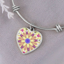 Load image into Gallery viewer, round template-byzantium garden4 Heart charm Bracelet, Gold or Silver Plated  - In luxury packaging - Free standard shipping
