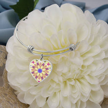 Load image into Gallery viewer, round template-byzantium garden4 Heart charm Bracelet, Gold or Silver Plated  - In luxury packaging - Free standard shipping
