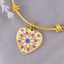 Load image into Gallery viewer, round template-byzantium garden4 Heart charm Bracelet, Gold or Silver Plated  - In luxury packaging - Free standard shipping
