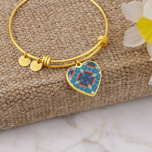 Load image into Gallery viewer, Byzantium Garden : Blue pattern, Byzantium Garden : Green pattern - Heart charm Bracelet, Gold or Silver Plated  - In luxury packaging - Free standard shipping
