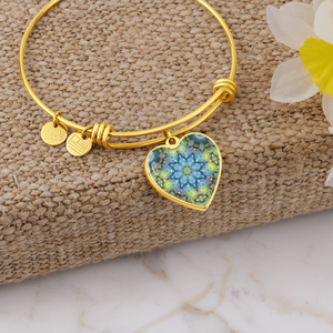 heart1-green Magic Stardust : Heart charm Bracelet, Gold or Silver Plated  - In luxury packaging - Free standard shipping