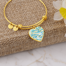 Load image into Gallery viewer, Angelic Feather Pattern Heart charm Bracelet, Gold or Silver Plated  - In luxury packaging - Free standard shipping
