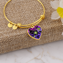 Load image into Gallery viewer, Glowing Flowers : Heart charm Bracelet, Gold or Silver Plated  - In luxury packaging - Free standard shipping
