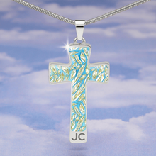 Load image into Gallery viewer, Angelic Feathers pattern : Jewelry Cross Gold or Silver Plated Cross with chain necklace- In luxury packaging - Free standard shipping
