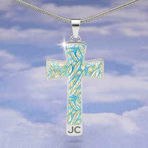 Angelic Feathers pattern : Jewelry Cross Gold or Silver Plated Cross with chain necklace- In luxury packaging - Free standard shipping