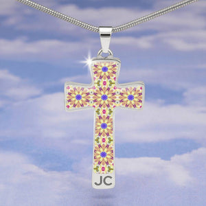 Byzantium Garden : Golden pattern Jewelry Cross Gold or Silver Plated  Cross with chain necklace- In luxury packaging - Free standard shipping