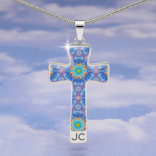 Load image into Gallery viewer, Magic Stardust Purple pattern : Jewelry Cross Gold or Silver Plated Cross with chain necklace- In luxury packaging - Free standard shipping

