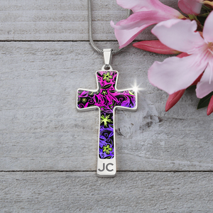Glowing Flowers : Jewelry Cross Gold or Silver Plated Cross with chain necklace- In luxury packaging - Free standard shipping