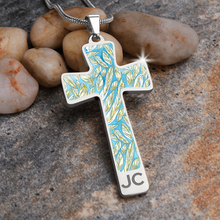 Load image into Gallery viewer, Angelic Feathers pattern : Jewelry Cross Gold or Silver Plated Cross with chain necklace- In luxury packaging - Free standard shipping
