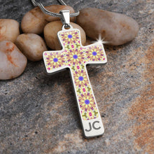 Load image into Gallery viewer, Byzantium Garden : Golden pattern Jewelry Cross Gold or Silver Plated  Cross with chain necklace- In luxury packaging - Free standard shipping
