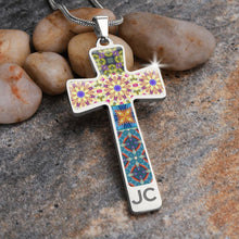 Load image into Gallery viewer, Byzantium Garden : Mixed patterns Jewelry Cross Gold or Silver Plated  Cross with chain necklace- In luxury packaging - Free standard shipping
