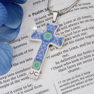 Magic Stardust Purple pattern : Jewelry Cross Gold or Silver Plated Cross with chain necklace- In luxury packaging - Free standard shipping
