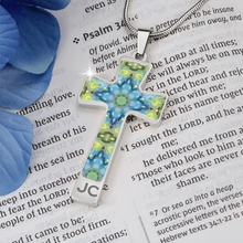 Load image into Gallery viewer, Magic Stardust Green pattern : Jewelry Cross Gold or Silver Plated Cross with chain necklace- In luxury packaging - Free standard shipping
