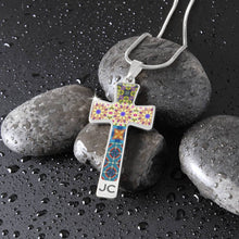 Load image into Gallery viewer, Byzantium Garden : Mixed patterns Jewelry Cross Gold or Silver Plated  Cross with chain necklace- In luxury packaging - Free standard shipping
