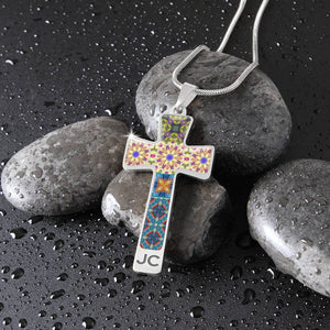 Byzantium Garden : Mixed patterns Jewelry Cross Gold or Silver Plated  Cross with chain necklace- In luxury packaging - Free standard shipping