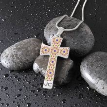 Load image into Gallery viewer, Byzantium Garden : Golden pattern Jewelry Cross Gold or Silver Plated  Cross with chain necklace- In luxury packaging - Free standard shipping
