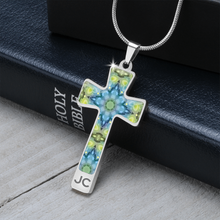 Load image into Gallery viewer, Magic Stardust Green pattern : Jewelry Cross Gold or Silver Plated Cross with chain necklace- In luxury packaging - Free standard shipping
