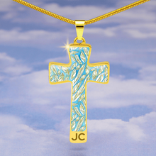 Load image into Gallery viewer, Angelic Feathers pattern : Jewelry Cross Gold or Silver Plated Cross with chain necklace- In luxury packaging - Free standard shipping
