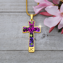 Load image into Gallery viewer, Glowing Flowers : Jewelry Cross Gold or Silver Plated Cross with chain necklace- In luxury packaging - Free standard shipping
