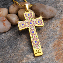 Load image into Gallery viewer, Byzantium Garden : Golden pattern Jewelry Cross Gold or Silver Plated  Cross with chain necklace- In luxury packaging - Free standard shipping
