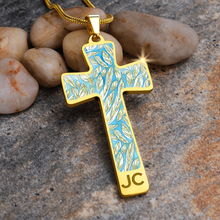 Load image into Gallery viewer, Angelic Feathers pattern : Jewelry Cross Gold or Silver Plated Cross with chain necklace- In luxury packaging - Free standard shipping

