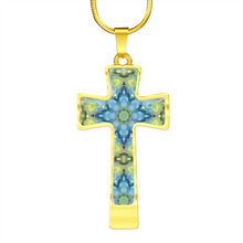 Load image into Gallery viewer, Magic Stardust Green pattern : Jewelry Cross Gold or Silver Plated Cross with chain necklace- In luxury packaging - Free standard shipping
