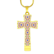 Load image into Gallery viewer, Byzantium Garden : Golden pattern Jewelry Cross Gold or Silver Plated  Cross with chain necklace- In luxury packaging - Free standard shipping
