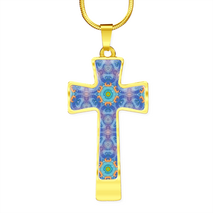Magic Stardust Purple pattern : Jewelry Cross Gold or Silver Plated Cross with chain necklace- In luxury packaging - Free standard shipping