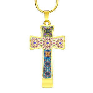 Byzantium Garden : Mixed patterns Jewelry Cross Gold or Silver Plated  Cross with chain necklace- In luxury packaging - Free standard shipping