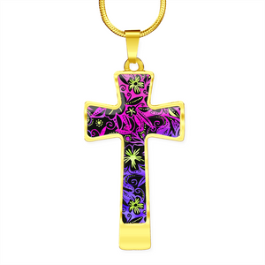 Glowing Flowers : Jewelry Cross Gold or Silver Plated Cross with chain necklace- In luxury packaging - Free standard shipping