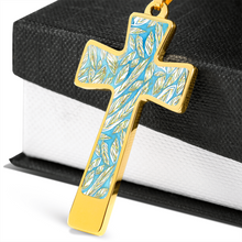 Load image into Gallery viewer, Angelic Feathers pattern : Jewelry Cross Gold or Silver Plated Cross with chain necklace- In luxury packaging - Free standard shipping
