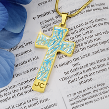 Load image into Gallery viewer, Angelic Feathers pattern : Jewelry Cross Gold or Silver Plated Cross with chain necklace- In luxury packaging - Free standard shipping
