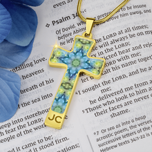 Load image into Gallery viewer, Magic Stardust Green pattern : Jewelry Cross Gold or Silver Plated Cross with chain necklace- In luxury packaging - Free standard shipping
