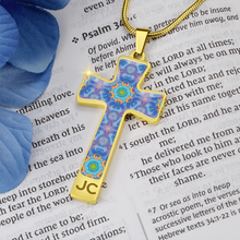 Load image into Gallery viewer, Magic Stardust Purple pattern : Jewelry Cross Gold or Silver Plated Cross with chain necklace- In luxury packaging - Free standard shipping
