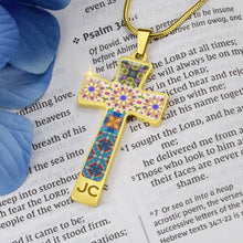 Load image into Gallery viewer, Byzantium Garden : Mixed patterns Jewelry Cross Gold or Silver Plated  Cross with chain necklace- In luxury packaging - Free standard shipping
