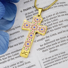 Load image into Gallery viewer, Byzantium Garden : Golden pattern Jewelry Cross Gold or Silver Plated  Cross with chain necklace- In luxury packaging - Free standard shipping
