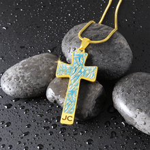 Load image into Gallery viewer, Angelic Feathers pattern : Jewelry Cross Gold or Silver Plated Cross with chain necklace- In luxury packaging - Free standard shipping
