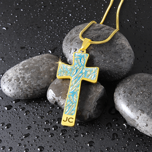 Angelic Feathers pattern : Jewelry Cross Gold or Silver Plated Cross with chain necklace- In luxury packaging - Free standard shipping