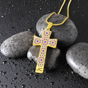Byzantium Garden : Golden pattern Jewelry Cross Gold or Silver Plated  Cross with chain necklace- In luxury packaging - Free standard shipping