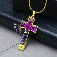 Load image into Gallery viewer, Glowing Flowers : Jewelry Cross Gold or Silver Plated Cross with chain necklace- In luxury packaging - Free standard shipping

